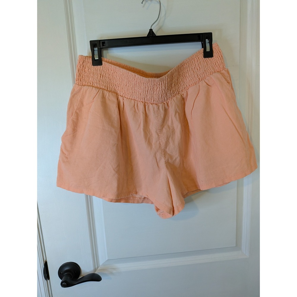 Wild Fable Peach Corduroy Smocked High Waist Shorts Womens Large LCotton Relaxed
